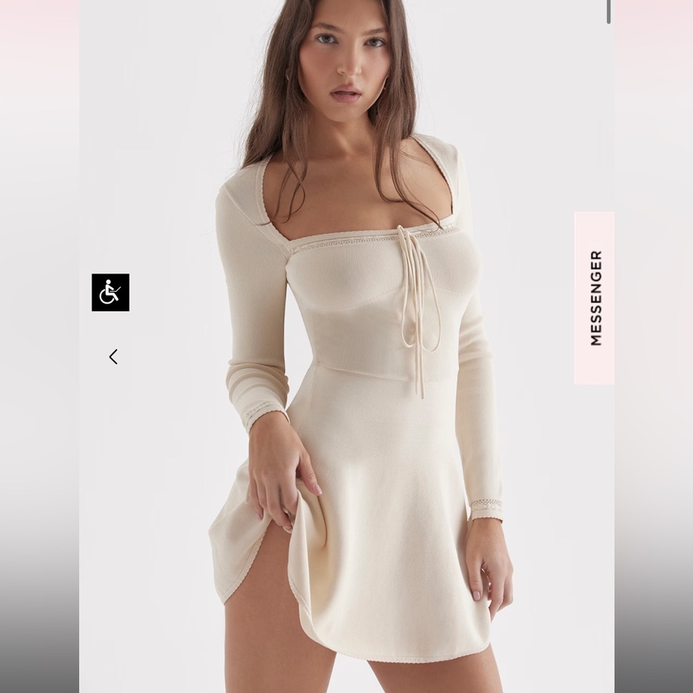 House of CB Caprice Cream Dainty Knit Midi Dress
